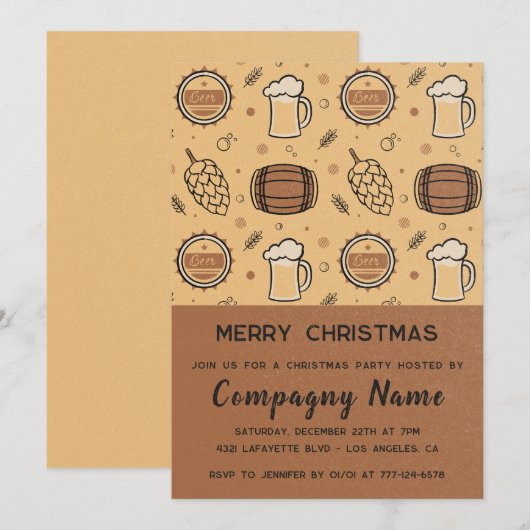Kantoor Kerstfeest Bier Rustiek Kaart (Voorkant / Achterkant)