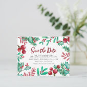 Kantoor Kerstfeest Foliage Save the Date Uitnodiging Briefkaart (Staand voorkant)