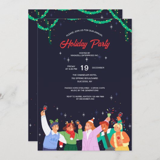 Kantoor kerstfeest kaart (Voorkant / Achterkant)