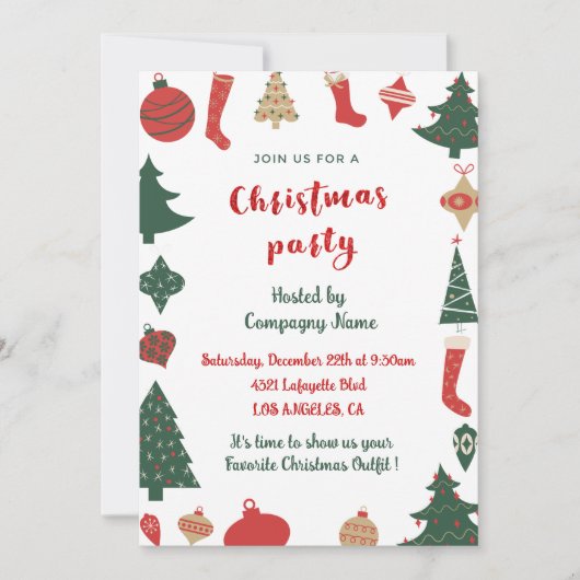 Kantoor Kerstfeest Sokken met Cute Bomen Kaart (Voorkant)