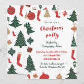 Kantoor Kerstfeest Sokken met Cute Bomen Kaart (Voorkant / Achterkant)
