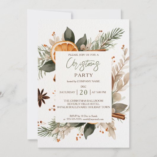 Kantoor Kerstfeest uitnodiging rustieke botanische (Voorkant)