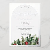 Kantoor kerstfeestdag zilver folie uitnodiging (Voorkant)