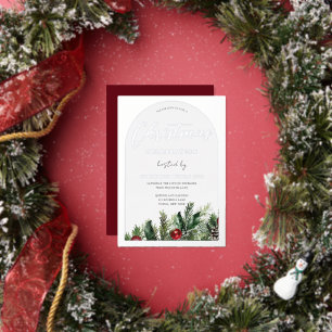 Kantoor kerstfeestdag zilver folie uitnodiging