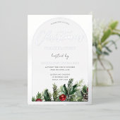 Kantoor kerstfeestdag zilver folie uitnodiging (Staand Voorkant)
