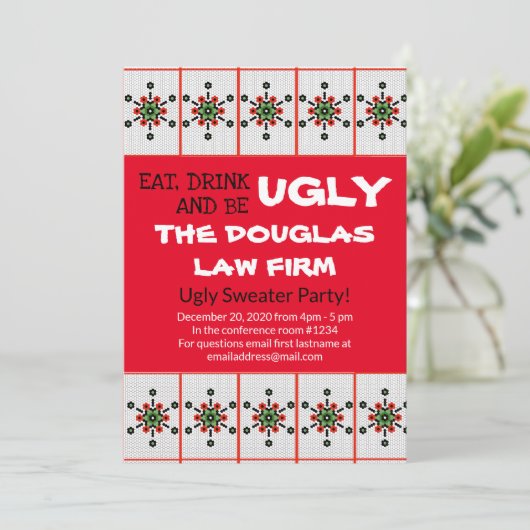 Kantoor lelijke trui party werk vakantie-evenement kaart (Staand voorkant)