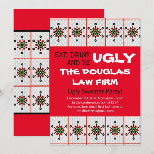 Kantoor lelijke trui party werk vakantie-evenement kaart (Voorkant / Achterkant)