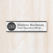 Kantoor Logo Naam Bord — Grijze marmer Deurbordje (Voorkant)