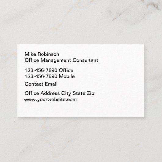 Kantoor Management Vastgoed Visitekaartjes (Achterkant)