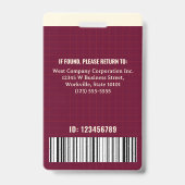 Kantoor Medewerker Bedrijf Custom Photo Bar Code L Badge (Achterkant)