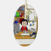 Kantoor - Messing, Vrouw - Gepesonaliseerde Cartoo Keramisch Ornament (Rechts)