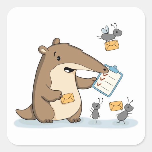 Kantoor Miereneter | Postdag Vierkante Sticker (Voorkant)