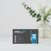 Kantoor Modern Business Trendy Logo Zwart Blauw Visitekaartje (Staand voorkant)