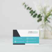 Kantoor Modern Turquoise Four Choice Logo QR-code Visitekaartje (Staand voorkant)