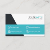 Kantoor Modern Turquoise Four Choice Logo QR-code Visitekaartje (Voorkant)