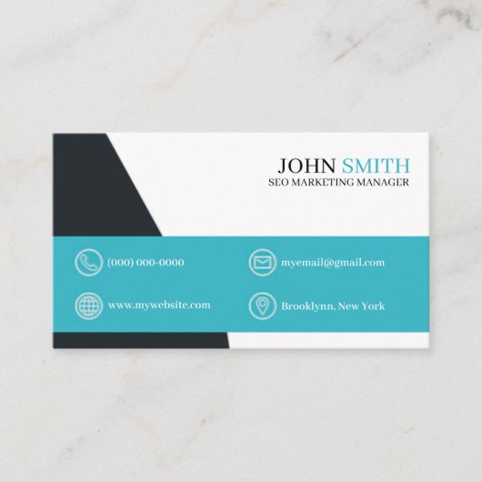 Kantoor Modern Turquoise Four Choice Logo QR-code Visitekaartje (Voorkant)