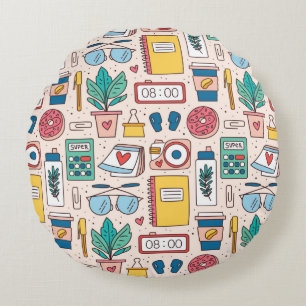 Kantoor. Naadloos patroon, textuur, rug Rond Kussen
