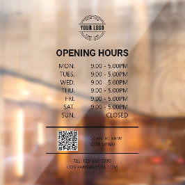 Kantoor openingstijd, zakelijke Logo, QR-code Raamsticker