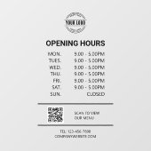 Kantoor openingstijd, zakelijke Logo, QR-code Raamsticker (Vel)