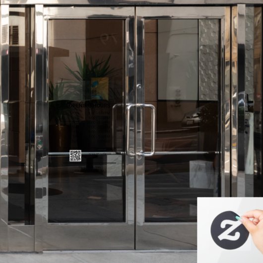 Kantoor openingstijd, zakelijke Logo, QR-code Raamsticker (Kantoordeur)