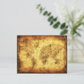 Kantoor OUDE WERELDKAART VERKEER Uitnodiging Briefkaart (Staand voorkant)