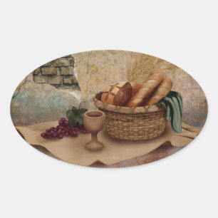 Kantoor Producten - Het Brood van het Leven Ovale Sticker