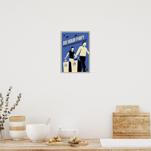 Kantoor Propaganda: Breakroom (blauw) Poster (Keuken)