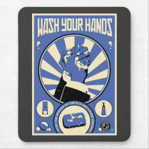 Kantoor propaganda: Was uw handen (blauw) Muismat