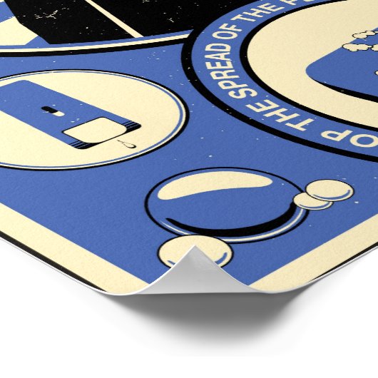 Kantoor Propaganda: Was uw handen (blauw) Poster (Hoek)