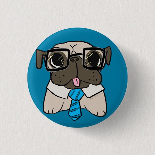 Kantoor Pug Buttonnen Ronde Button 3,2 Cm (Voorkant)