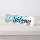 Kantoor Receptionist Desk Welkom Butterfly Bureau Naambordje (Voorkant)