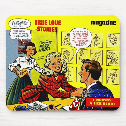 Kantoor Romance dame in rode komieken Muismat (Voorkant)