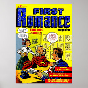 Kantoor Romance dame in rode  komieken Poster