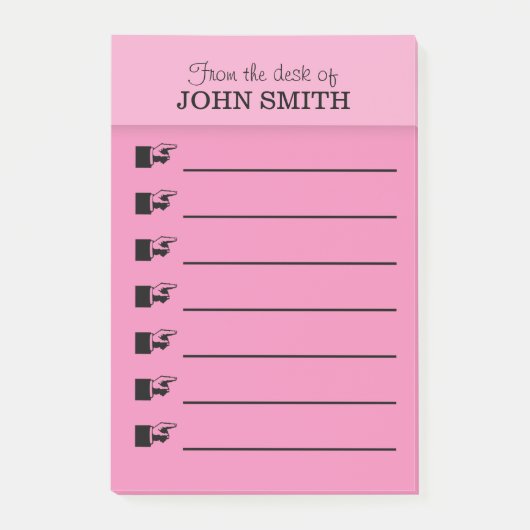 Kantoor roze Post-it® notitie PERSONALIZE Notes (Voorkant)