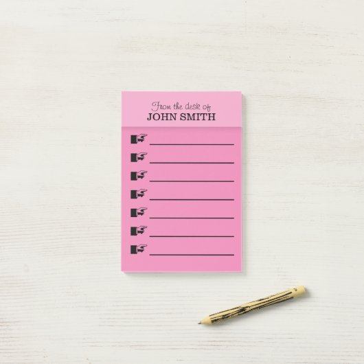 Kantoor roze Post-it® notitie PERSONALIZE Post-it® Notes (Op bureau)