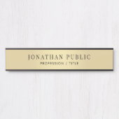 Kantoor School Custom Elegant Zwart & Goud Lang Deurbordje (Voorkant)