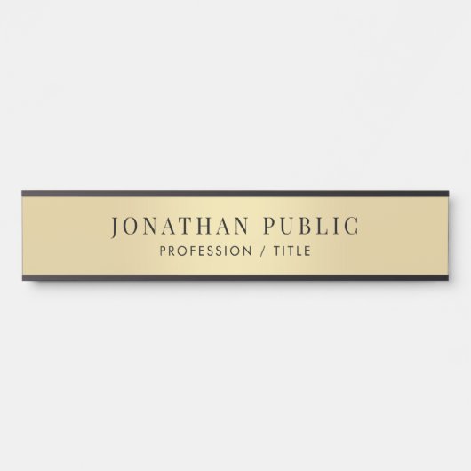 Kantoor School Custom Elegant Zwart & Goud Lang Deurbordje (Voorkant)