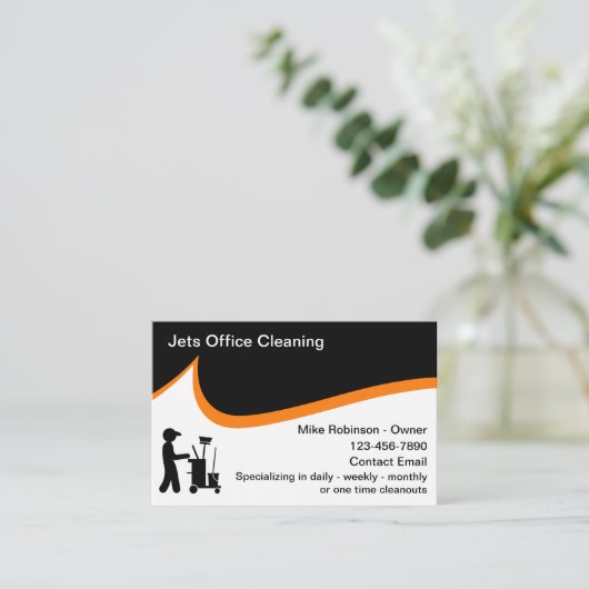 Kantoor Schoonmaak en Janitorial Services Visitekaartje (Staand voorkant)