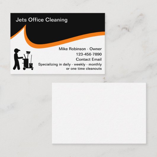 Kantoor Schoonmaak en Janitorial Services Visitekaartje (Voorkant / Achterkant)
