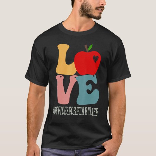 Kantoor secretaris Love Apple Groovy Retro Cute Ba T-shirt (Voorkant)