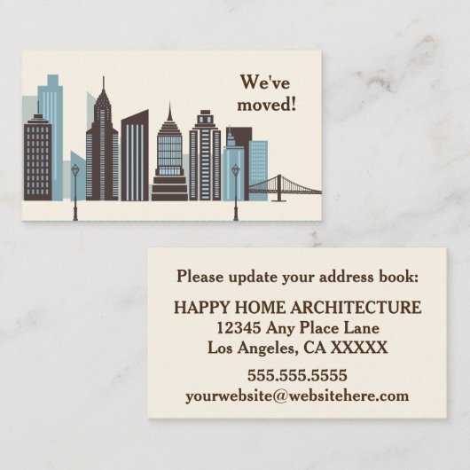 Kantoor Skyline Moving Insert Informatiekaartje (Voorkant / Achterkant)