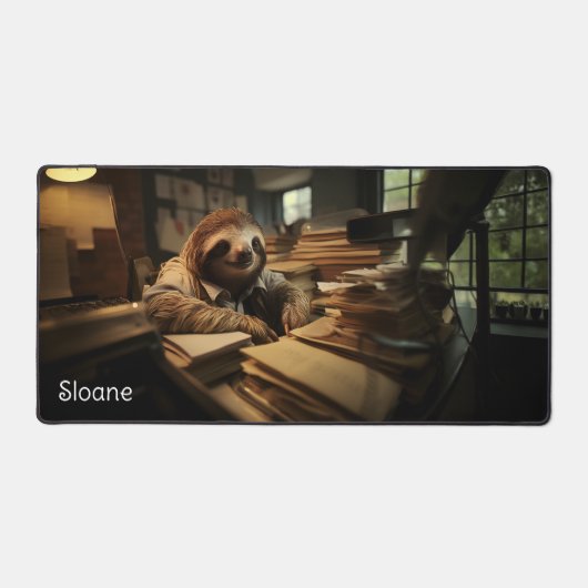 Kantoor Sloth gepersonaliseerd Bureaumat (Voorkant)