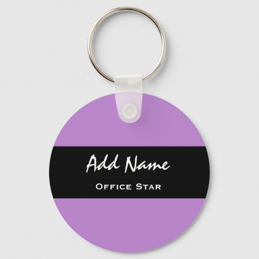 Kantoor Star Paarse Achtergrond Aangepaste naam V0 Sleutelhanger (Voorkant)