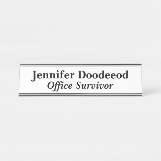 Kantoor Survivor White Bureau Naambordje (Voorkant)