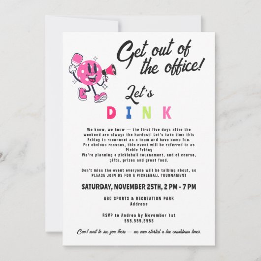 Kantoor Team Builing Logo Grappige Cartoon Pickleb Kaart (Voorkant)