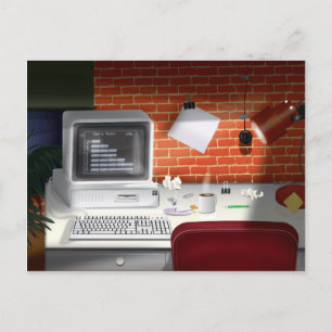 Kantoor uit de jaren 80 met Retro Klassieke Comput Briefkaart