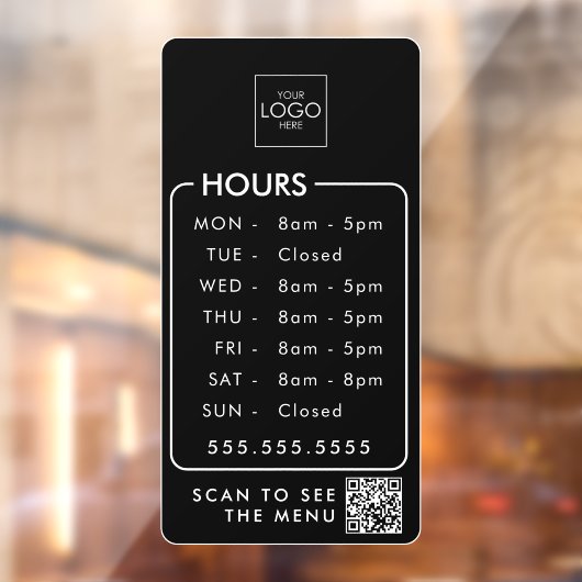 Kantoor uur met uw Logo QR Code Store Custom Raamsticker (Vel 2)