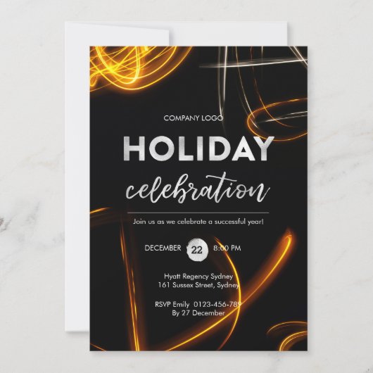 Kantoor Vakantie feest licht sparkler Uitnodiging (Voorkant)
