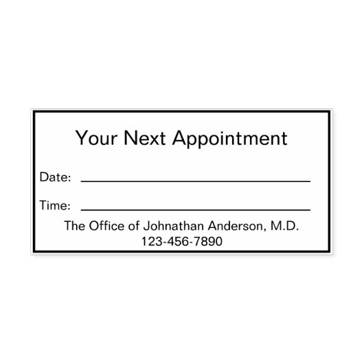 Kantoor van de arts Uw volgende afspraak Herinneri Zelfinktende Stempel (Design)