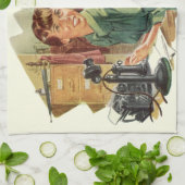 Kantoor van een ouderwets bedrijf, CEO-baas en sec Theedoek (Gevouwen)